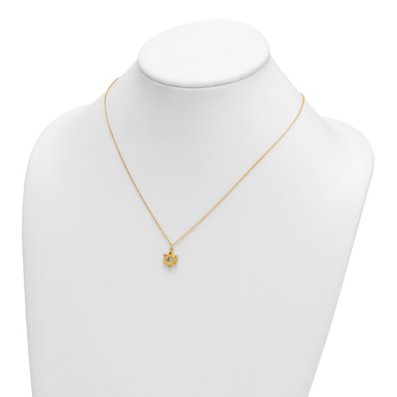 Herco 14K Polished Star of David 16 Inch with 2 Inch Extension Necklace