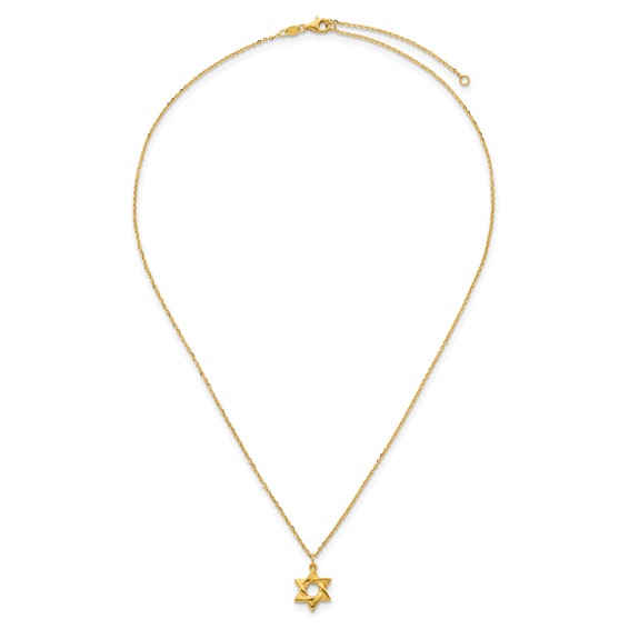 Herco 14K Polished Star of David 16 Inch with 2 Inch Extension Necklace