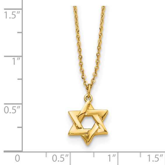 Herco 14K Polished Star of David 16 Inch with 2 Inch Extension Necklace