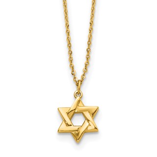 Herco 14K Polished Star of David 16 Inch with 2 Inch Extension Necklace