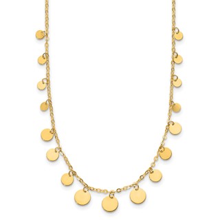 Herco 14K Polished Graduated Circle Disc Station 16 Inch with 2 Inch Extension Necklace