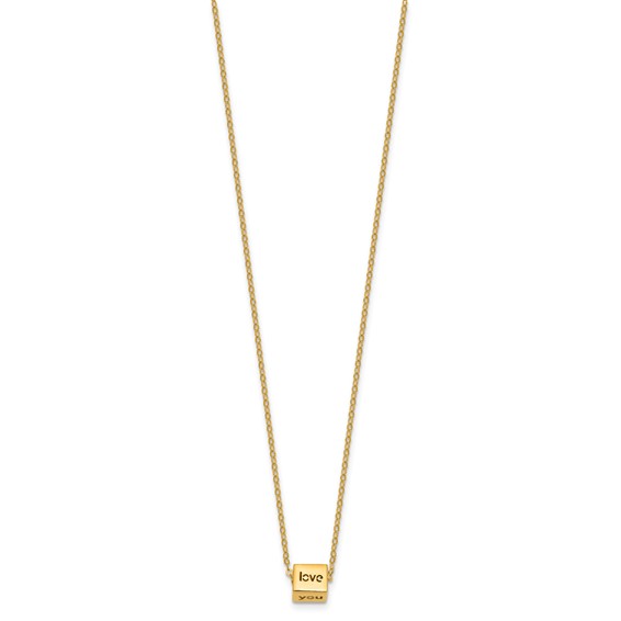 Herco 14K Gold I LOVE YOU with Heart Cube 18 inch Necklace