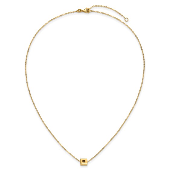 Herco 14K Gold I LOVE YOU with Heart Cube 18 inch Necklace
