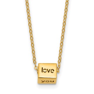 Herco 14K Gold I LOVE YOU with Heart Cube 18 inch Necklace