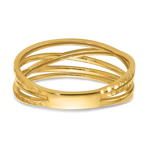 Herco 14K Polished and Diamond-cut Criss Cross Ring