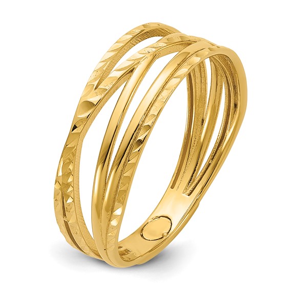 Herco 14K Polished and Diamond-cut Criss Cross Ring