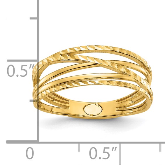 Herco 14K Polished and Diamond-cut Criss Cross Ring