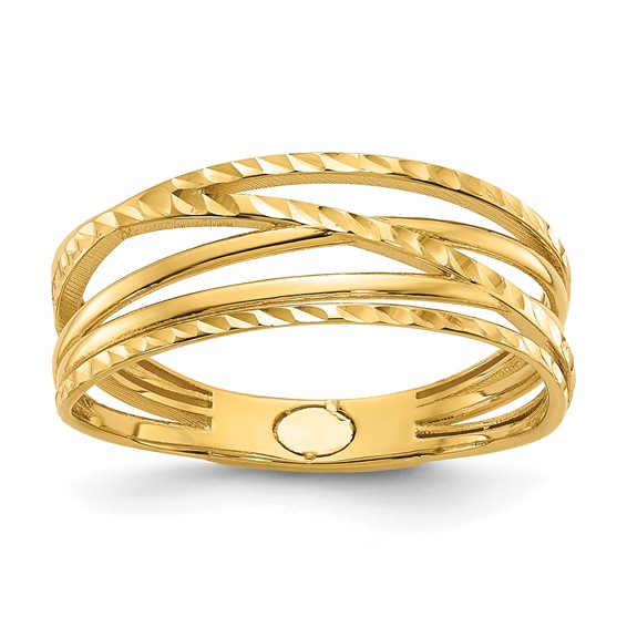 Herco 14K Polished and Diamond-cut Criss Cross Ring