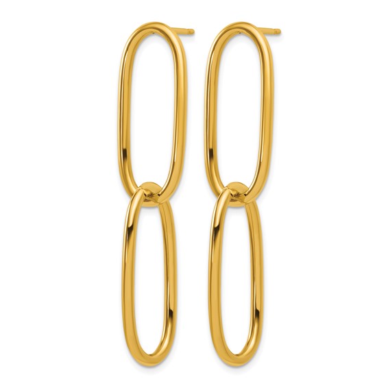 Herco 14K Polished Elongated Double Oval Link Post Dangle Earrings