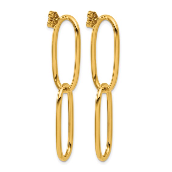 Herco 14K Polished Elongated Double Oval Link Post Dangle Earrings