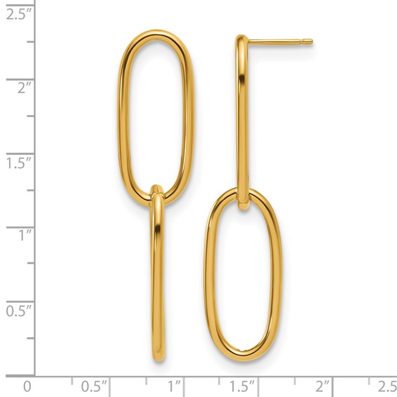 Herco 14K Polished Elongated Double Oval Link Post Dangle Earrings