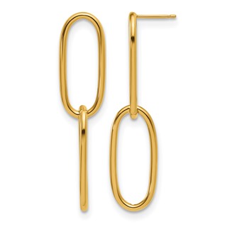 Herco 14K Polished Elongated Double Oval Link Post Dangle Earrings