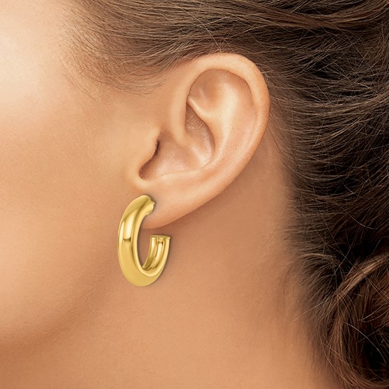 Herco Gold Polished J-Hoop Earrings