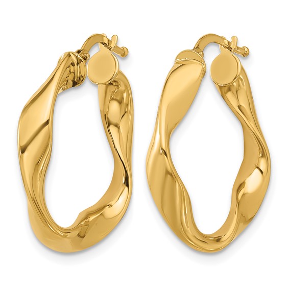 Herco 14K Polished and Twisted Small Round Hoop Earrings