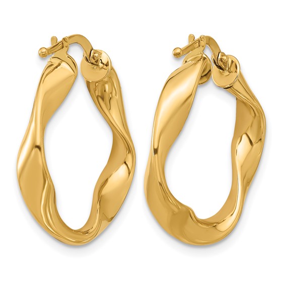 Herco 14K Polished and Twisted Small Round Hoop Earrings