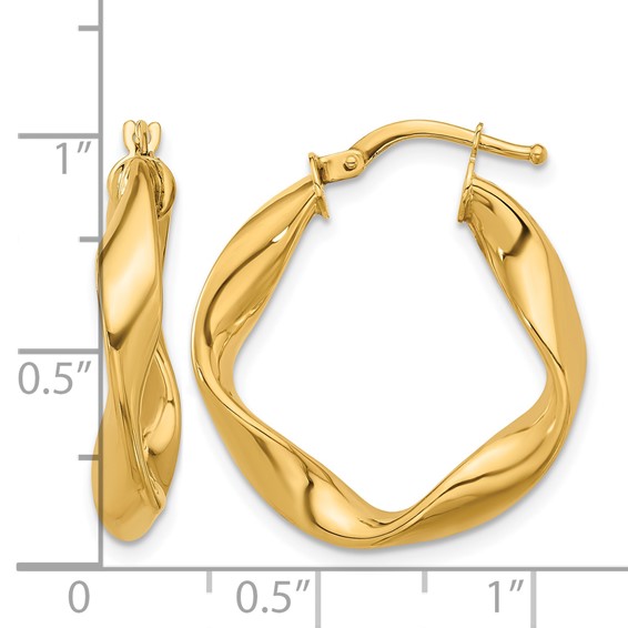 Herco 14K Polished and Twisted Small Round Hoop Earrings