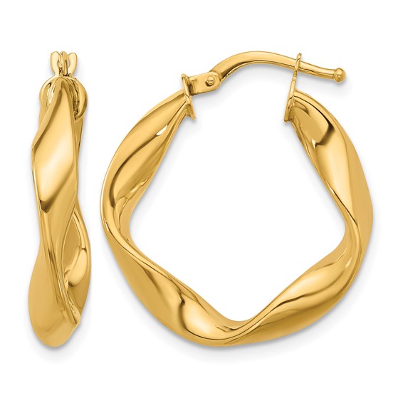 Herco 14K Polished and Twisted Small Round Hoop Earrings