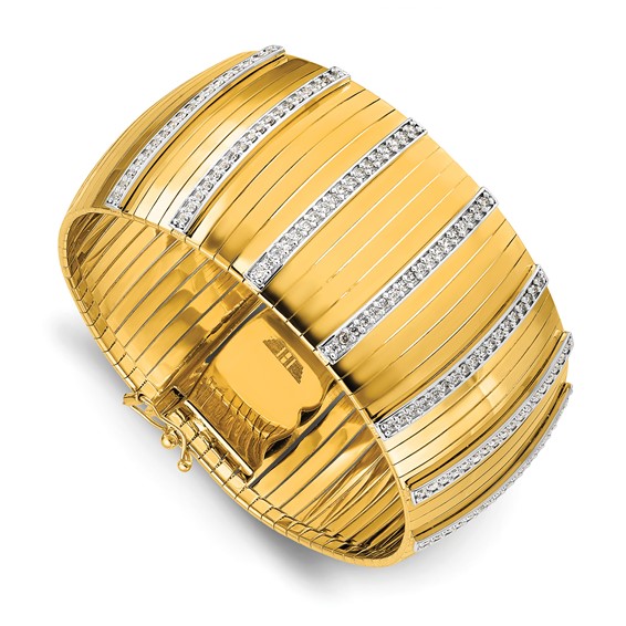 Herco 14K Polished Diamond Wide Band 7.25 inch Bracelet