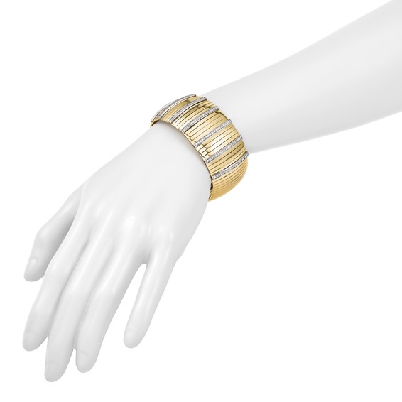 Herco 14K Polished Diamond Wide Band 7.25 inch Bracelet