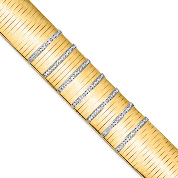 Herco 14K Polished Diamond Wide Band 7.25 inch Bracelet