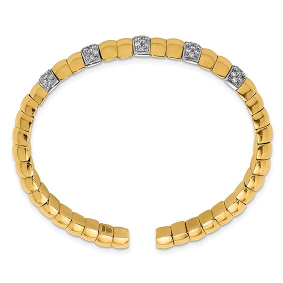 Herco 14K Two-tone Polished Diamond Cuff Bangle