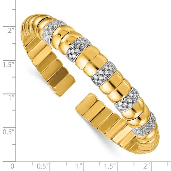 Herco 14K Two-tone Polished Diamond Cuff Bangle