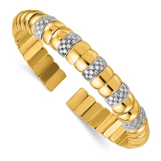 Herco 14K Two-tone Polished Diamond Cuff Bangle
