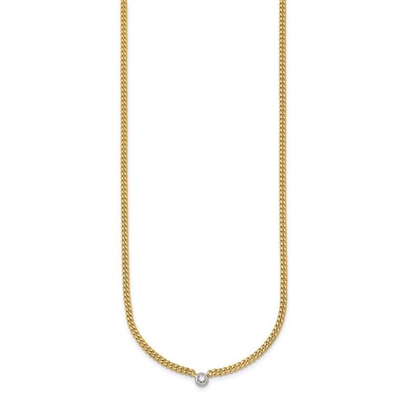 HERCO Gold Curb Chain Necklaces with Diamond