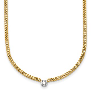 HERCO Gold Curb Chain Necklaces with Diamond