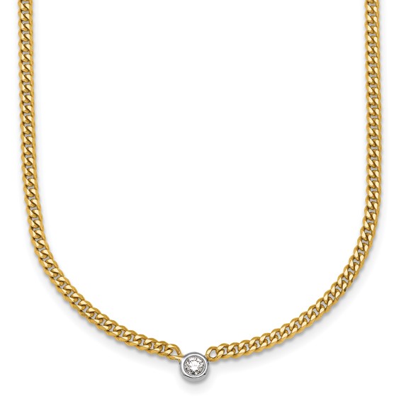 HERCO Gold Curb Chain Necklaces with Diamond