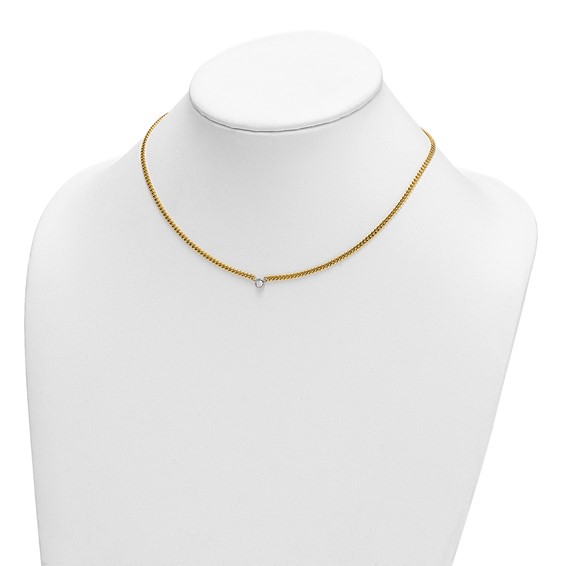HERCO Gold Curb Chain Necklaces with Diamond