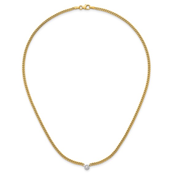 HERCO Gold Curb Chain Necklaces with Diamond