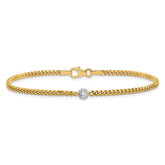 Herco 14K Two-tone 1/10 carat Diamond 7 Inch Curb Bracelet
