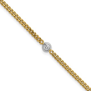Herco 14K Two-tone 1/10 carat Diamond 7 Inch Curb Bracelet