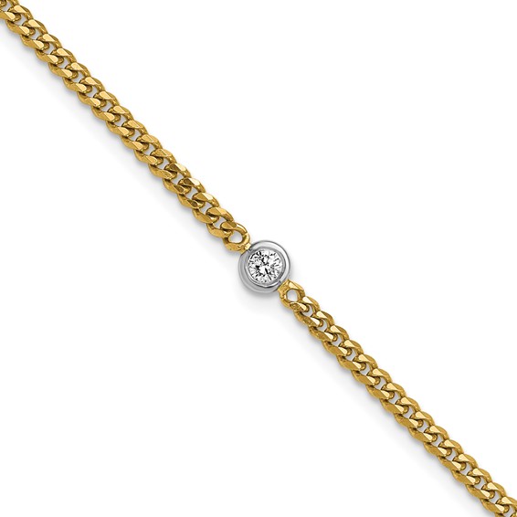 Herco 14K Two-tone 1/10 carat Diamond 7 Inch Curb Bracelet