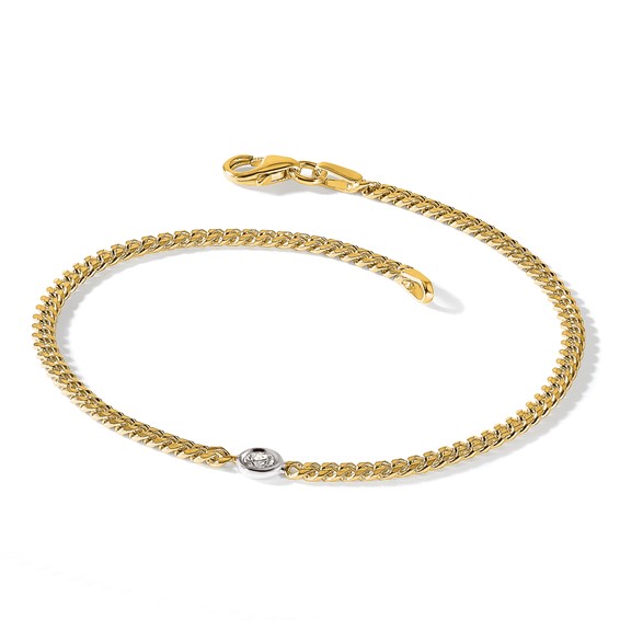 Herco 14K Two-Tone 1/10 carat Lab Grown Diamond VS+ F+ 7.25 Inch Curb Bracelet