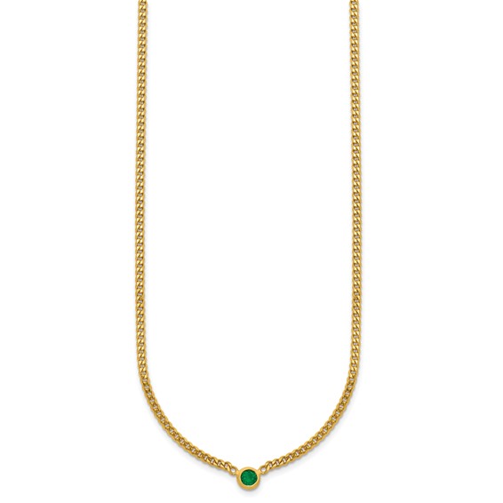 HERCO Gold Curb Chain Necklaces with Emerald