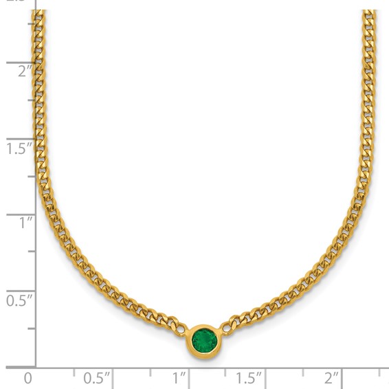 HERCO Gold Curb Chain Necklaces with Emerald