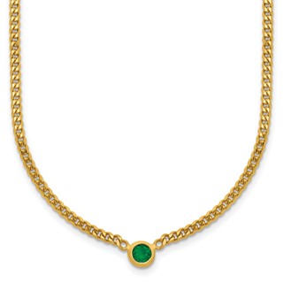 HERCO Gold Curb Chain Necklaces with Emerald