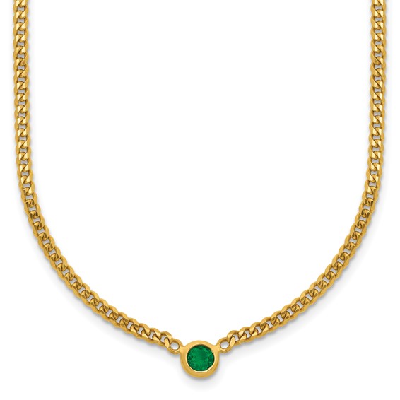 HERCO Gold Curb Chain Necklaces with Emerald