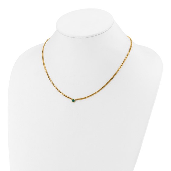 HERCO Gold Curb Chain Necklaces with Emerald
