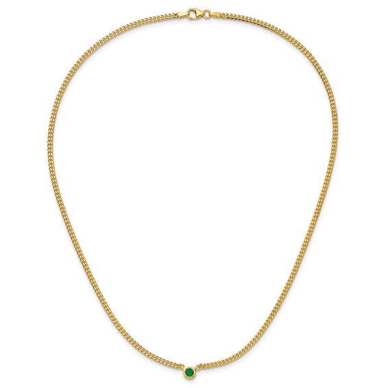 HERCO Gold Curb Chain Necklaces with Emerald