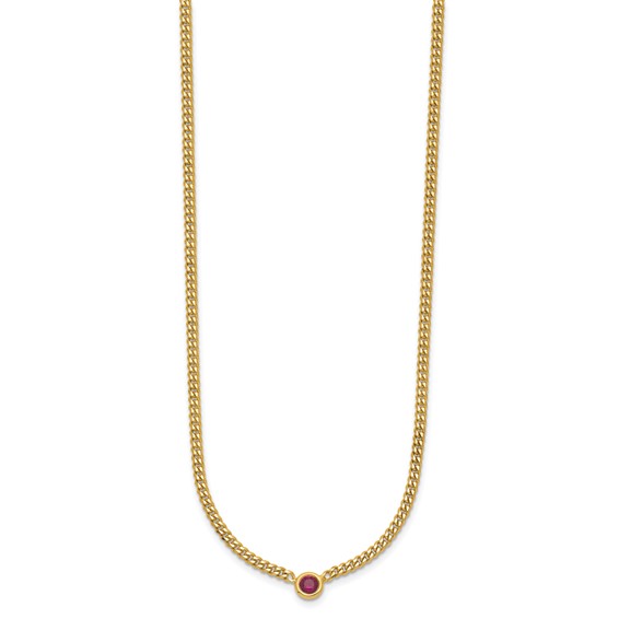 HERCO Gold Curb Chain Necklaces with Ruby