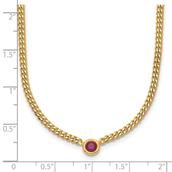 HERCO Gold Curb Chain Necklaces with Ruby