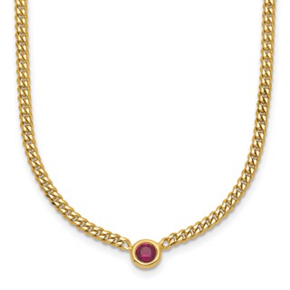 HERCO Gold Curb Chain Necklaces with Ruby