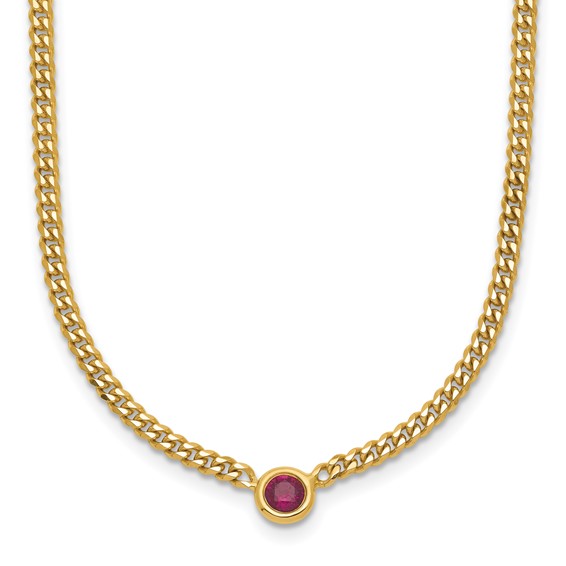 HERCO Gold Curb Chain Necklaces with Ruby