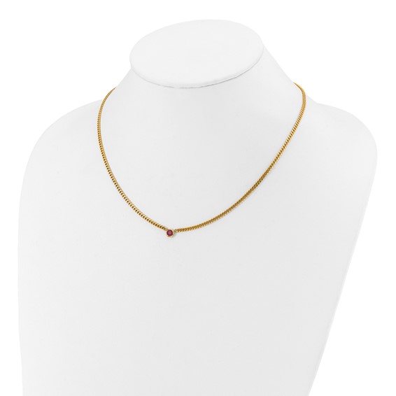 HERCO Gold Curb Chain Necklaces with Ruby