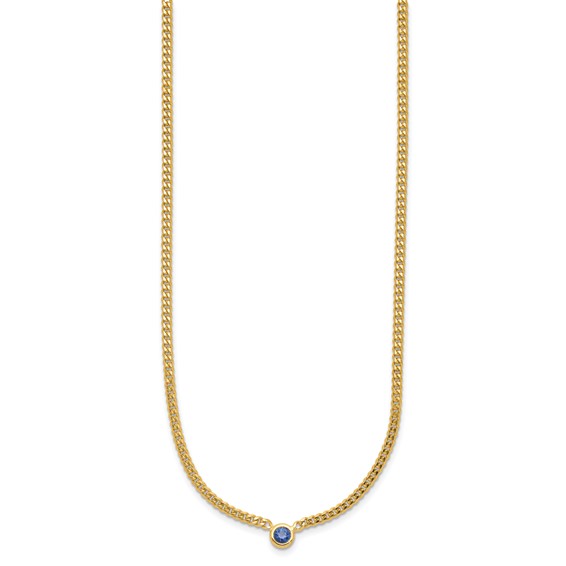 HERCO Gold Curb Chain Necklaces with Sapphire