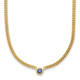 HERCO Gold Curb Chain Necklaces with Sapphire