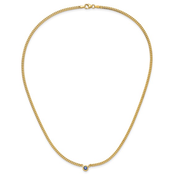 HERCO Gold Curb Chain Necklaces with Sapphire